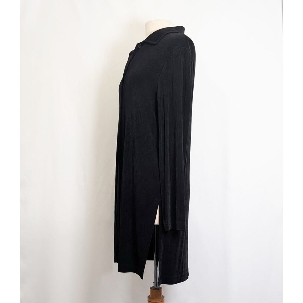 Ronni Nicole Tunic Top Women's Size 12 Black Travel Knit Slinky Button Front - Picture 3 of 5